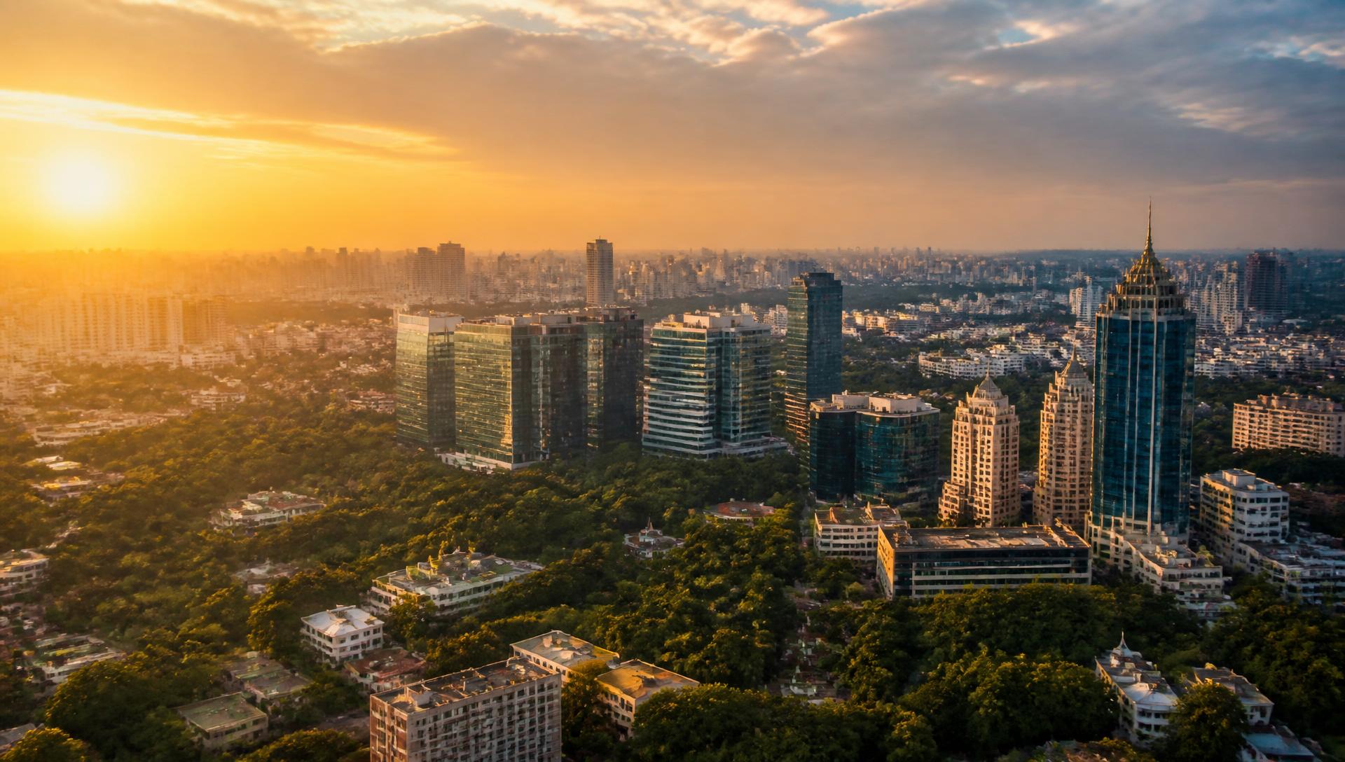 Bangalore skyline at golden hour